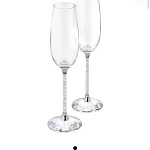 Swarovski Crystal Champagne Flutes with Silver Stems